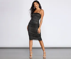 Glitter Girl Stylish Mesh Midi Dress