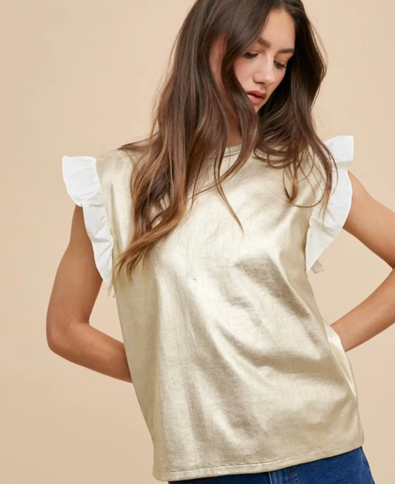 Gold Ruffle Top