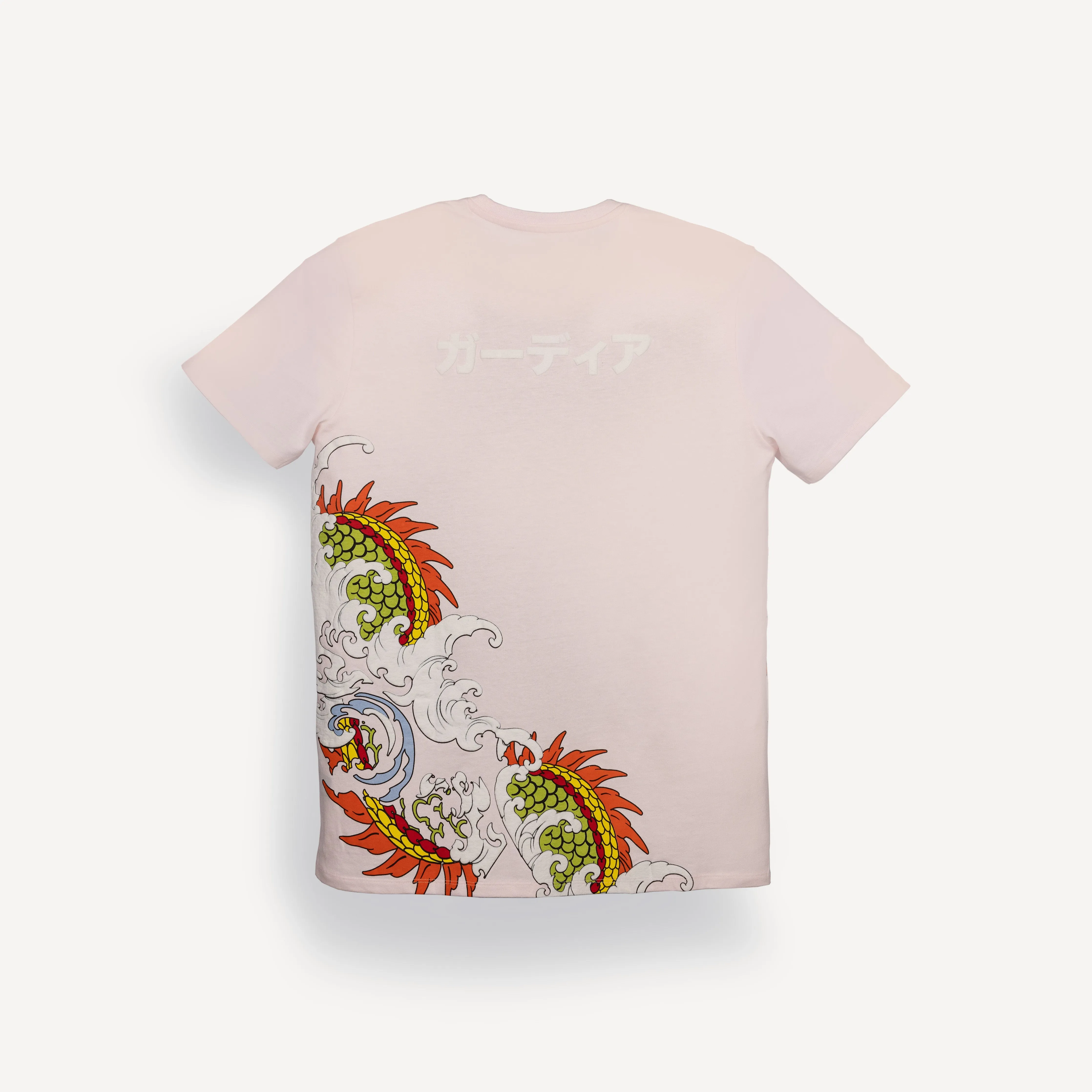 Graphic Wrap Around Crewneck Tee - Heavenly Pink / Dragon