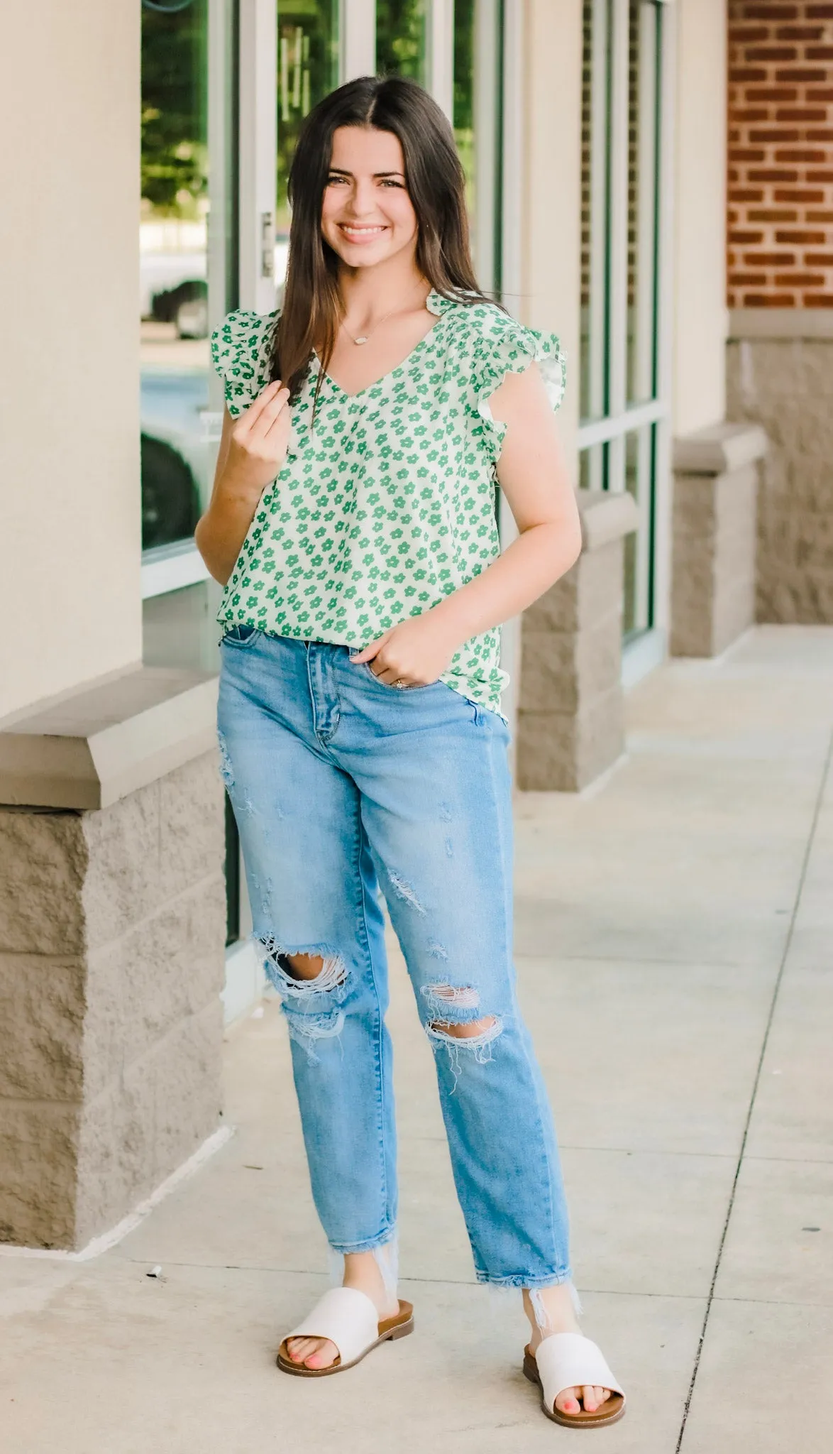 Green with Envy Floral Blouse