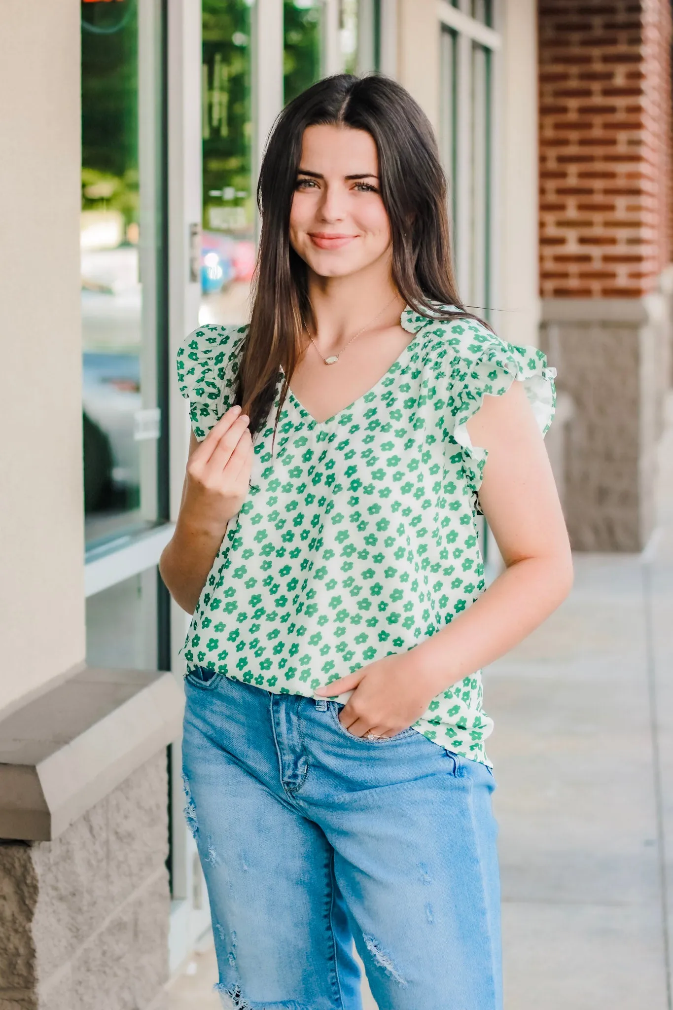 Green with Envy Floral Blouse