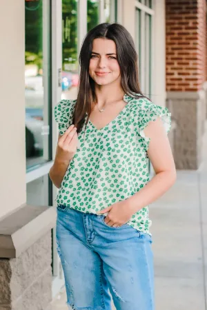 Green with Envy Floral Blouse