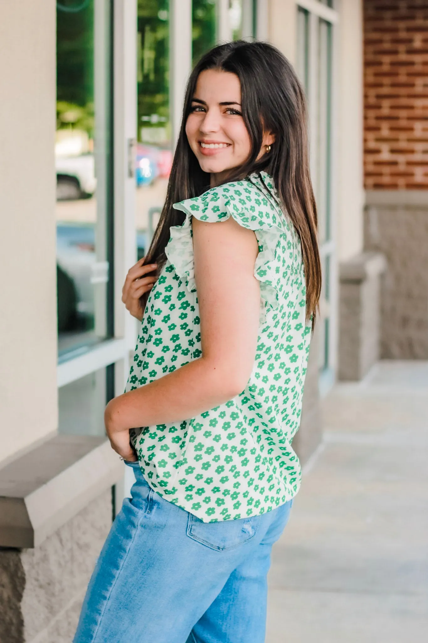 Green with Envy Floral Blouse