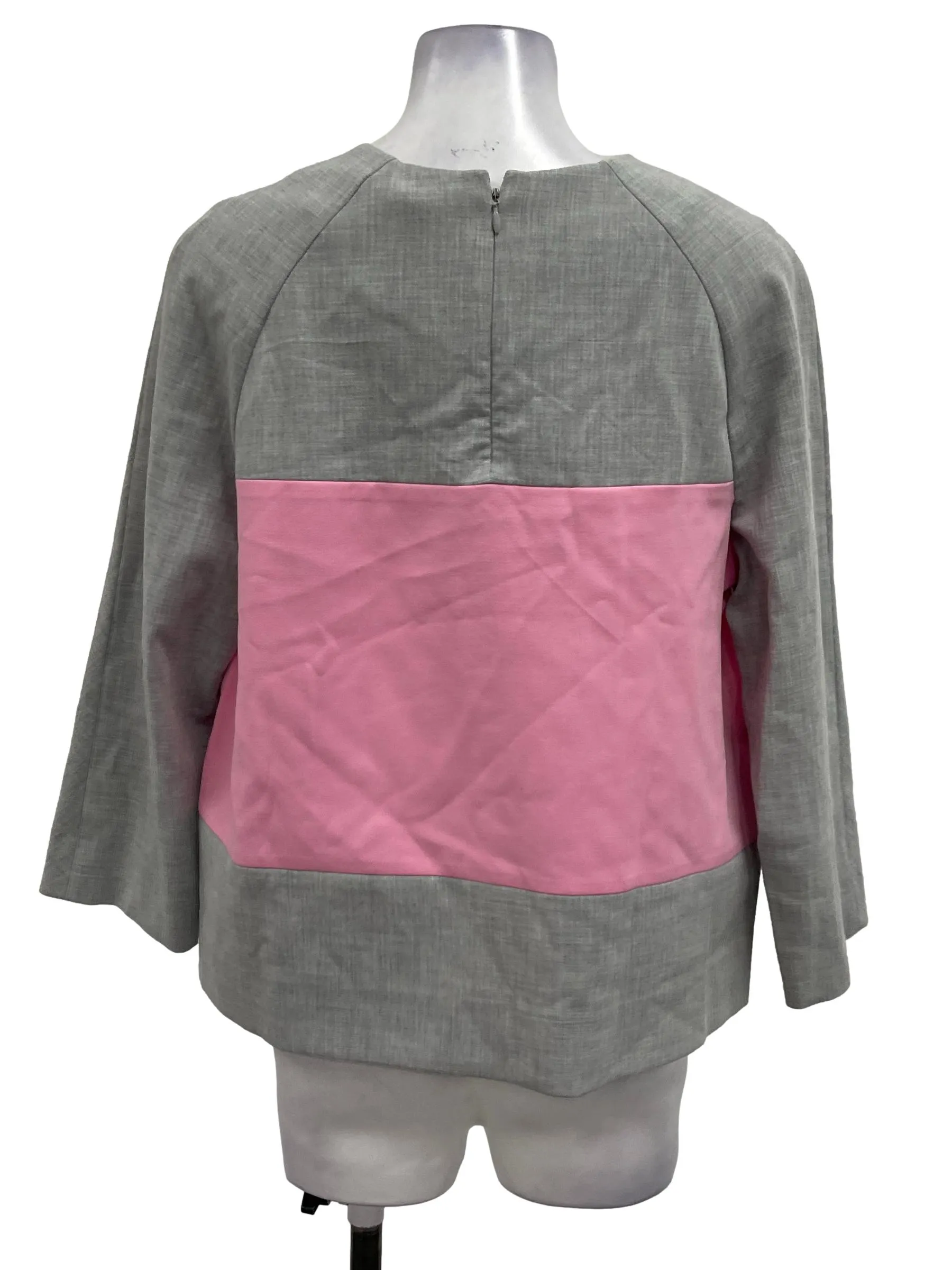 Grey And Pink Roundneck Blouse