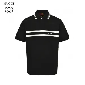 Gucci Striped Logo Polo Shirt (Black)