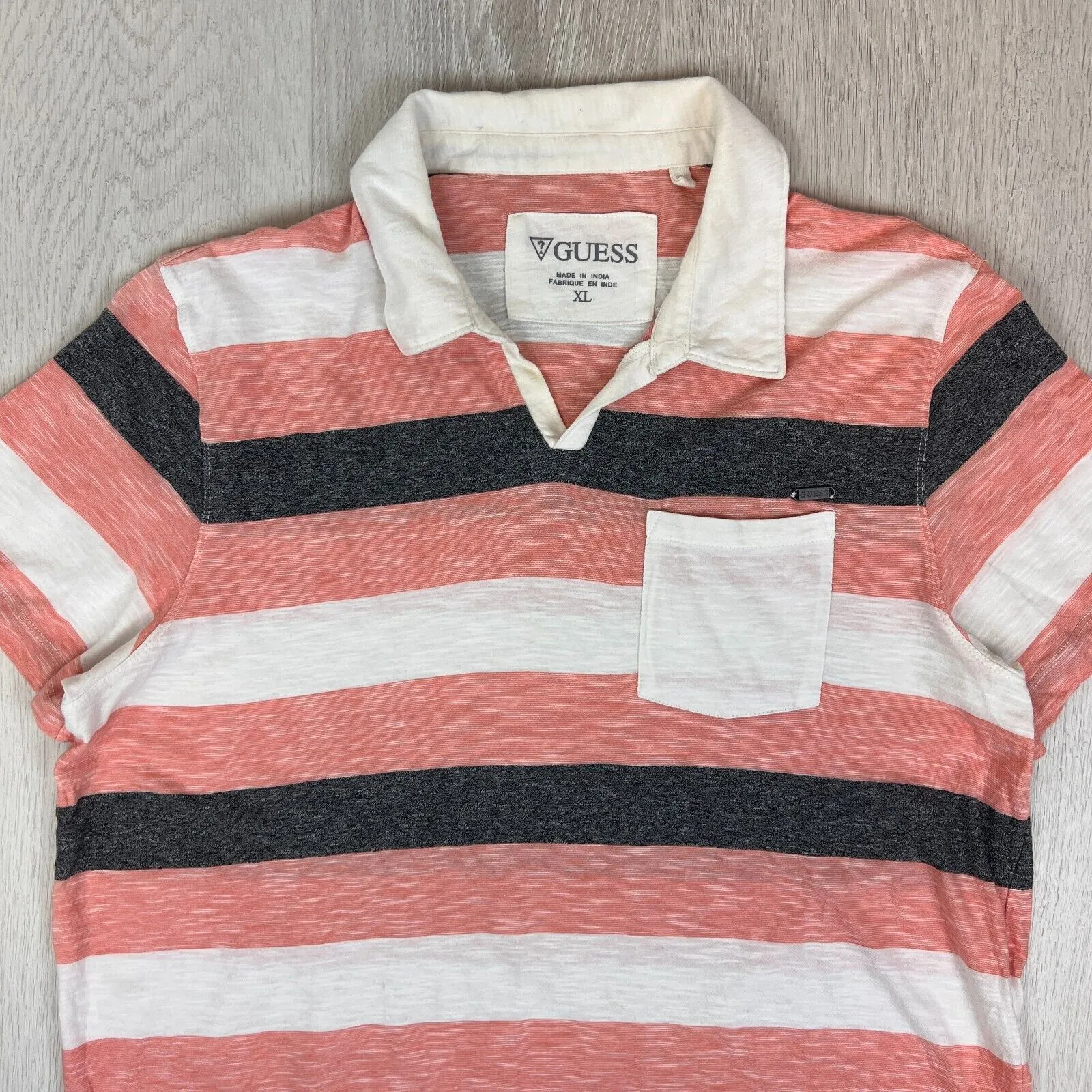Guess Mens Striped Short Sleeve Polo Shirt Size XL