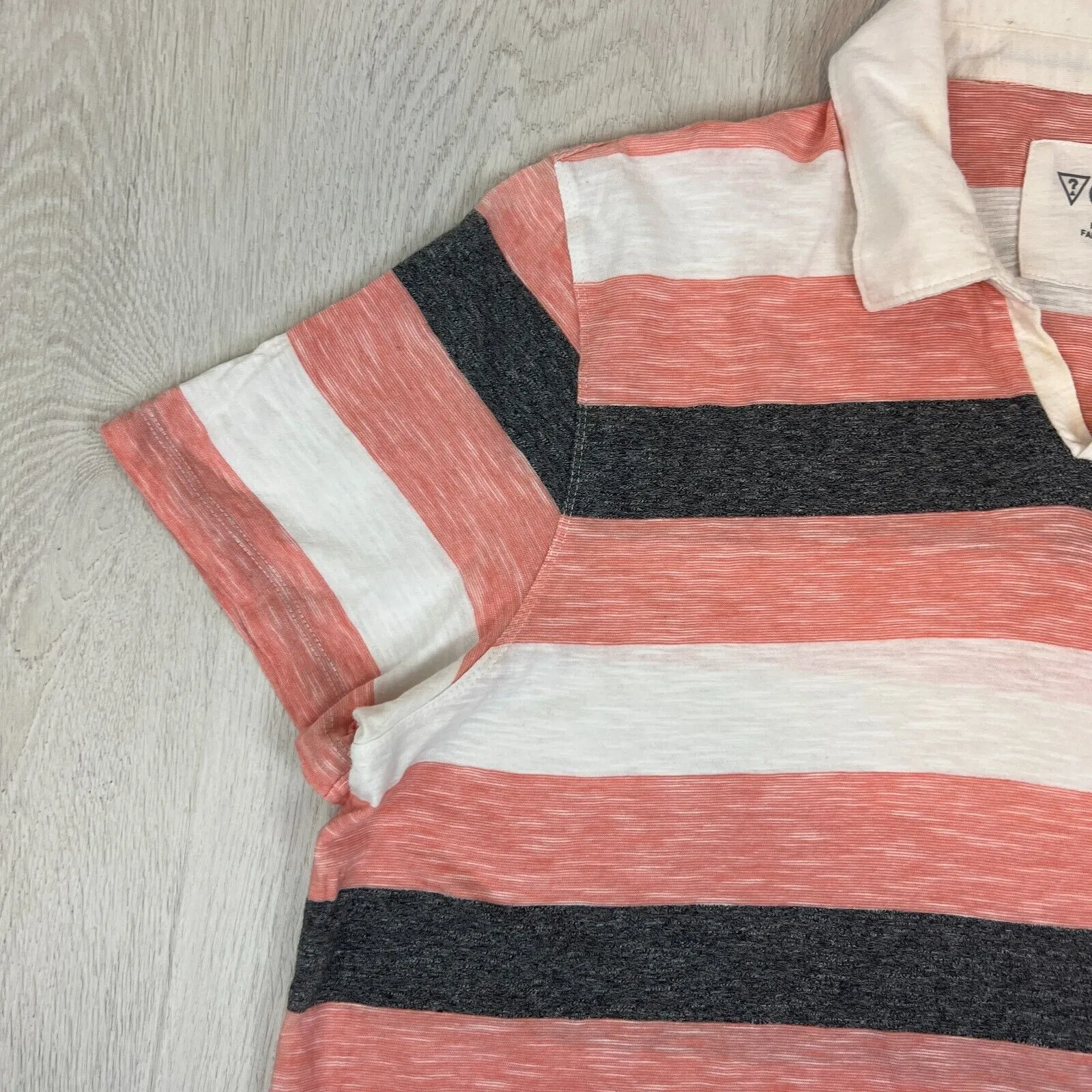Guess Mens Striped Short Sleeve Polo Shirt Size XL