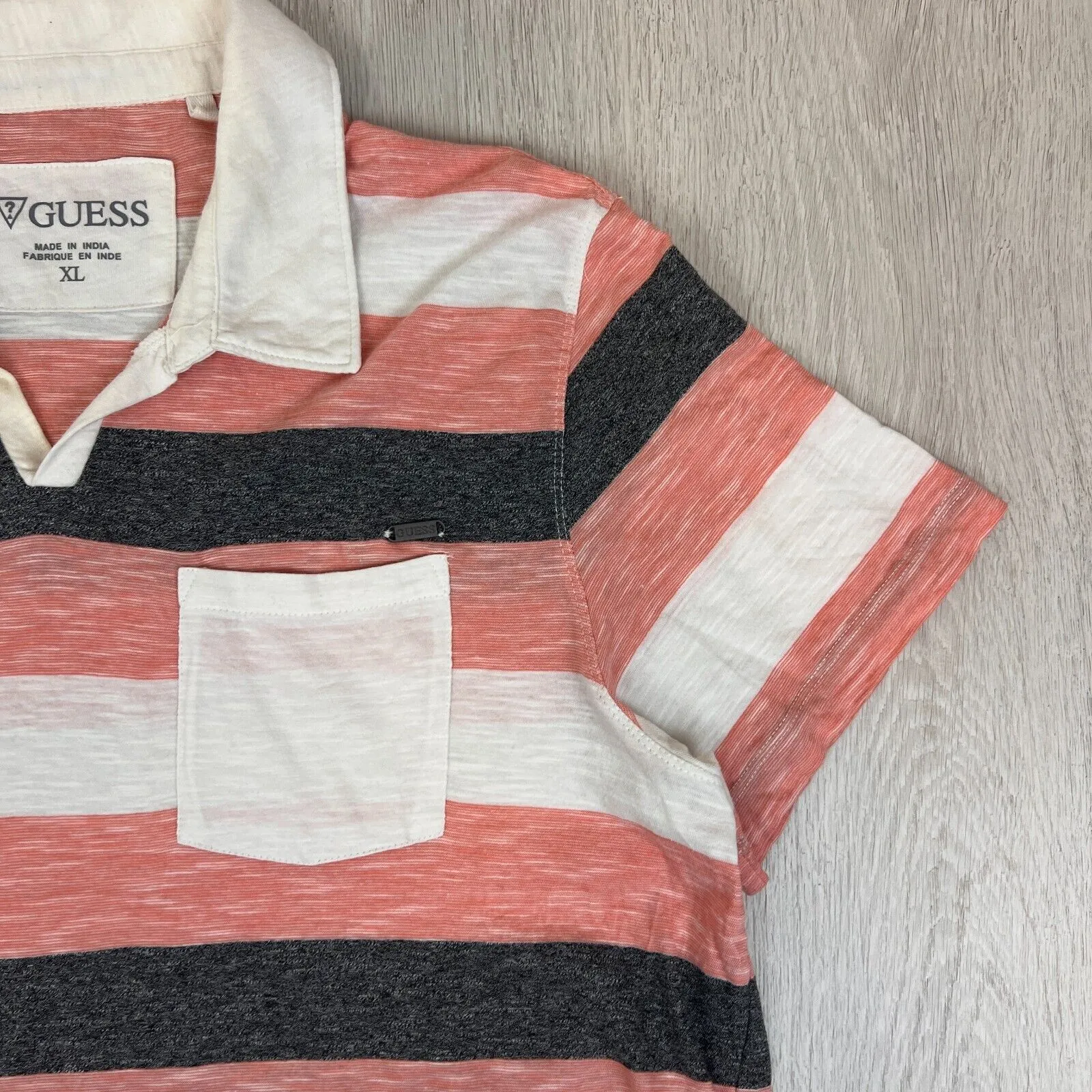 Guess Mens Striped Short Sleeve Polo Shirt Size XL