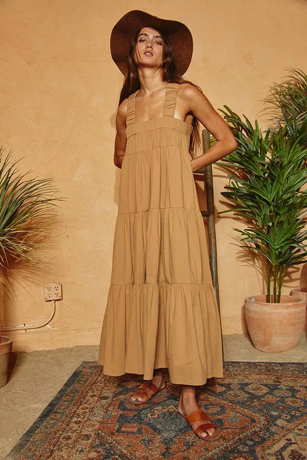Halter Neck Tiered Midi Dress