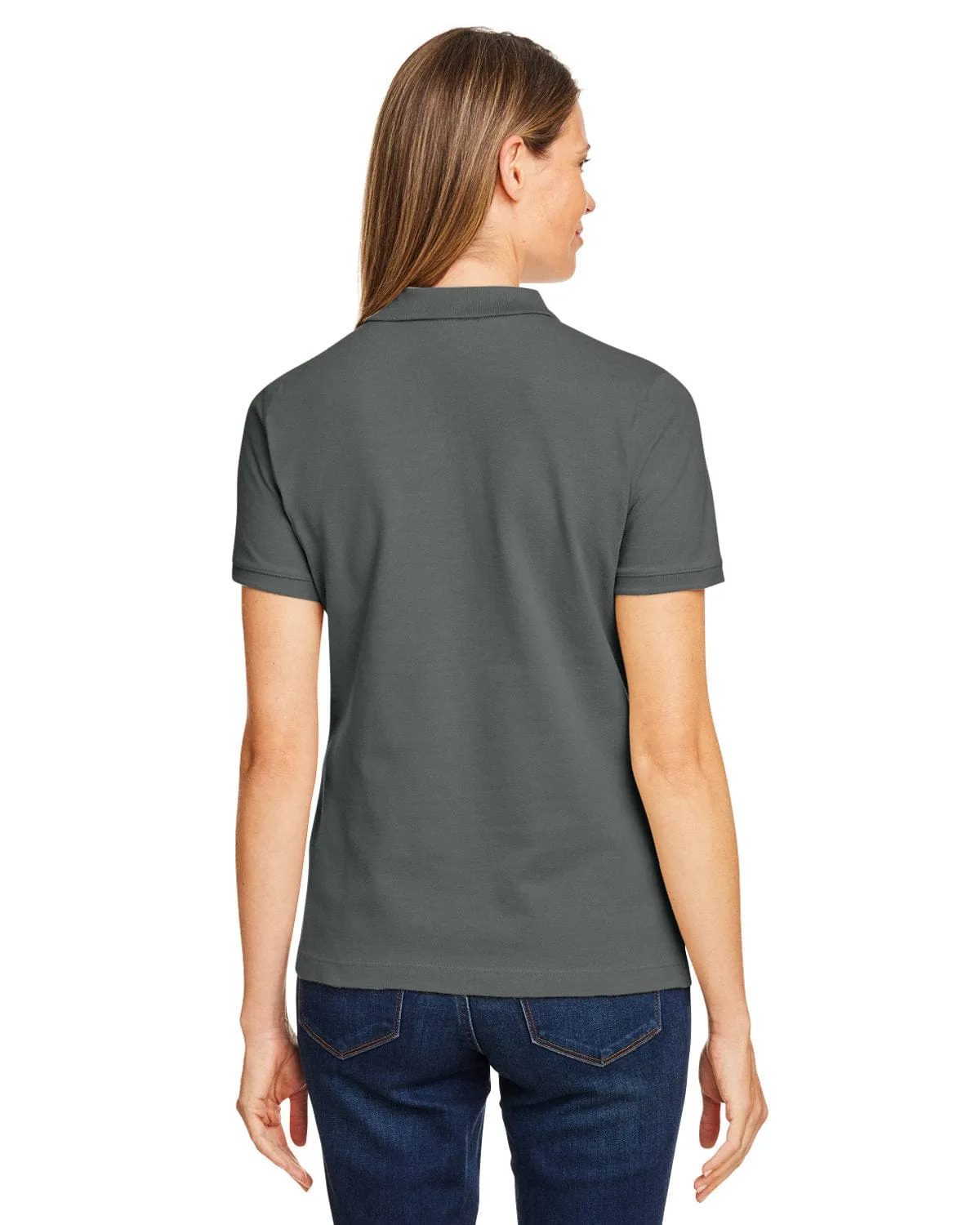 Harriton Ladies Cotton Pique Polo Shirt | Charcoal