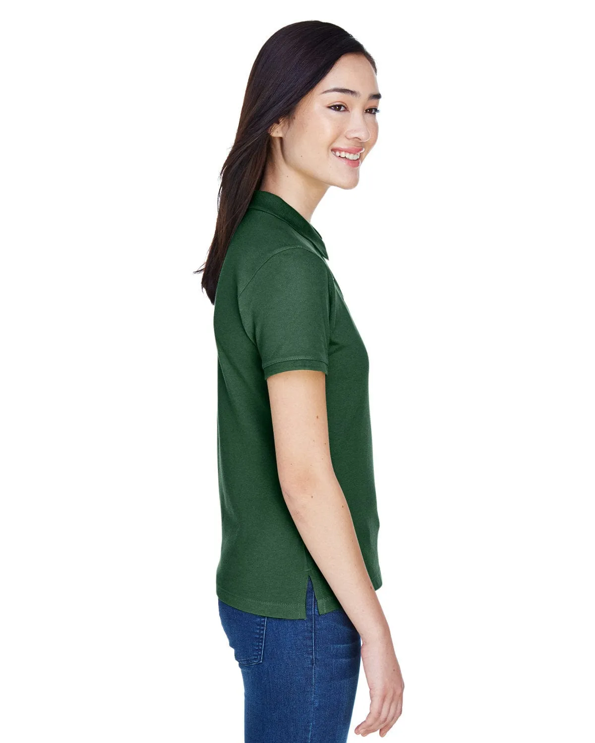 Harriton Ladies Cotton Pique Polo Shirt | Dark Green