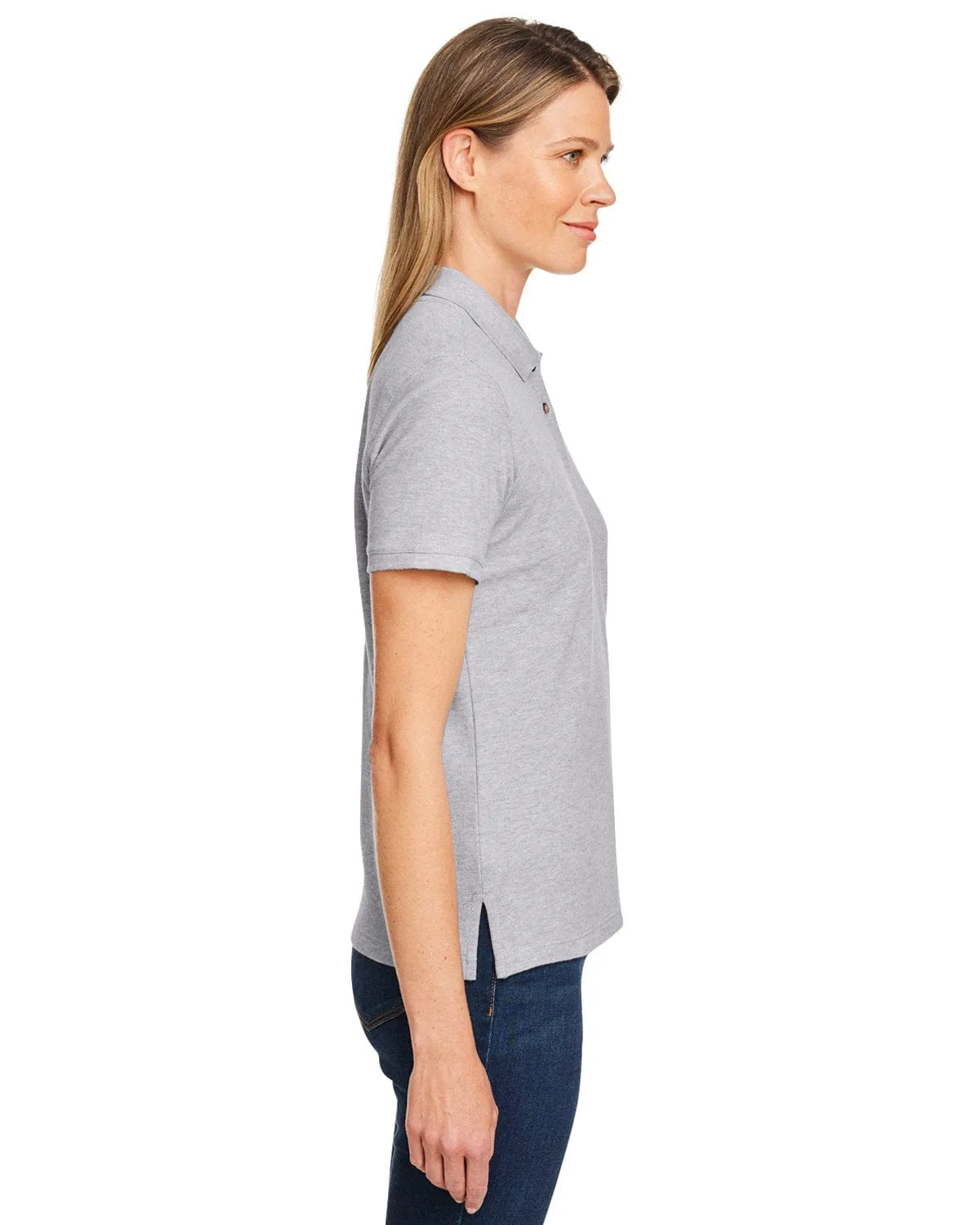 Harriton Ladies Cotton Pique Polo Shirt | Grey Heather