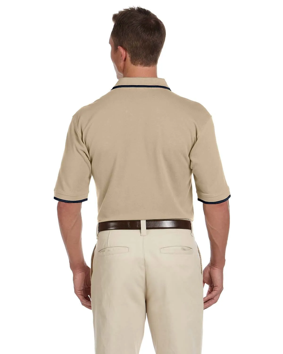 Harriton Pique Knit Polo Shirt with Tipped Collar
