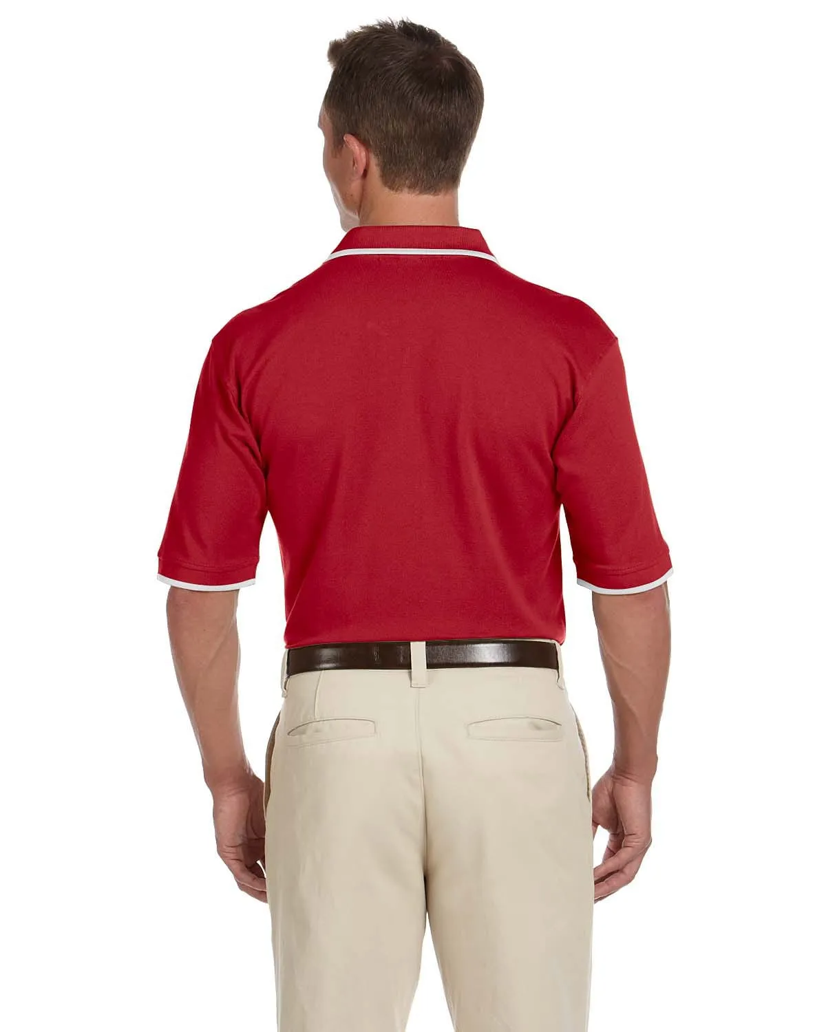 Harriton Pique Knit Polo Shirt with Tipped Collar