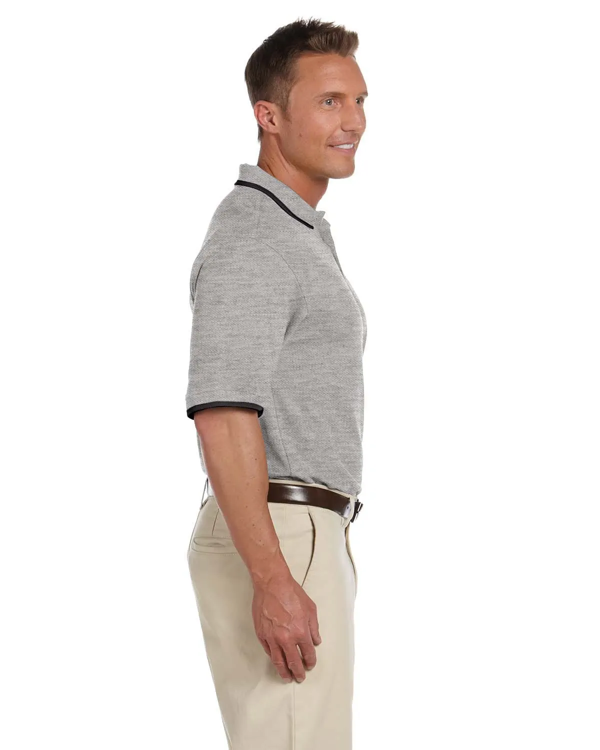 Harriton Pique Knit Polo Shirt with Tipped Collar