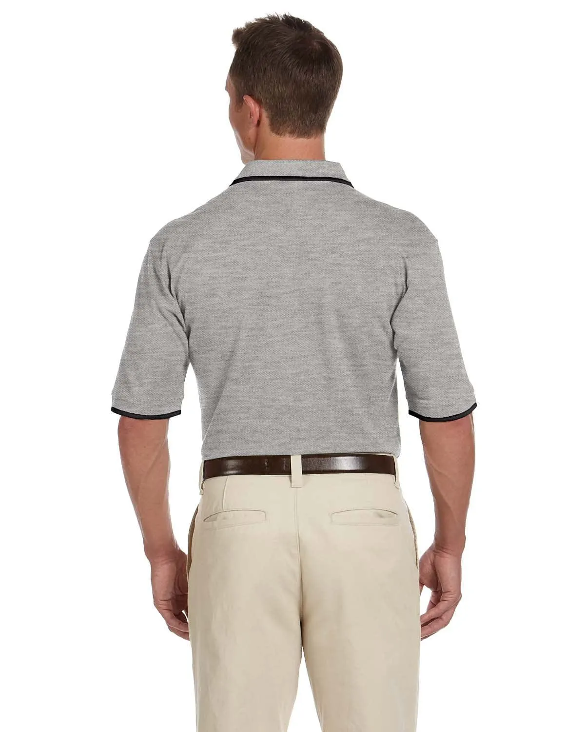 Harriton Pique Knit Polo Shirt with Tipped Collar