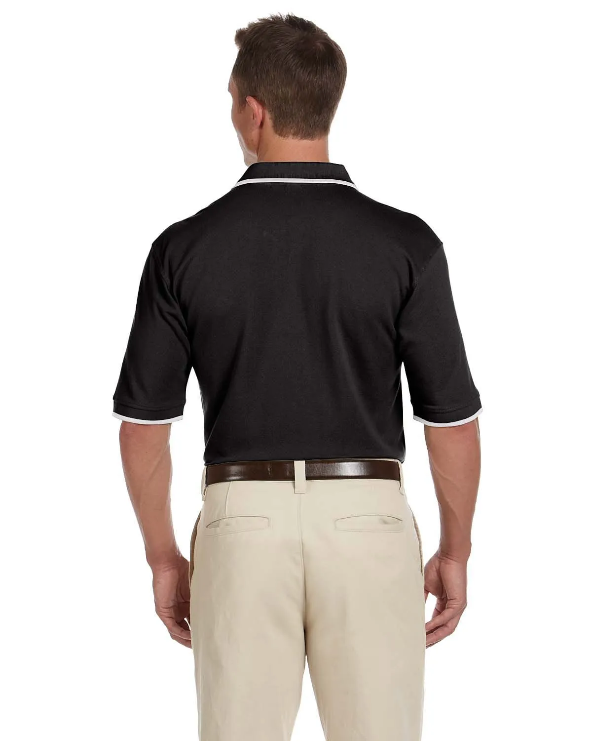 Harriton Pique Knit Polo Shirt with Tipped Collar