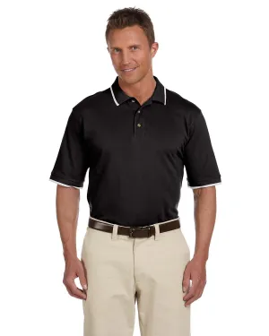 Harriton Pique Knit Polo Shirt with Tipped Collar