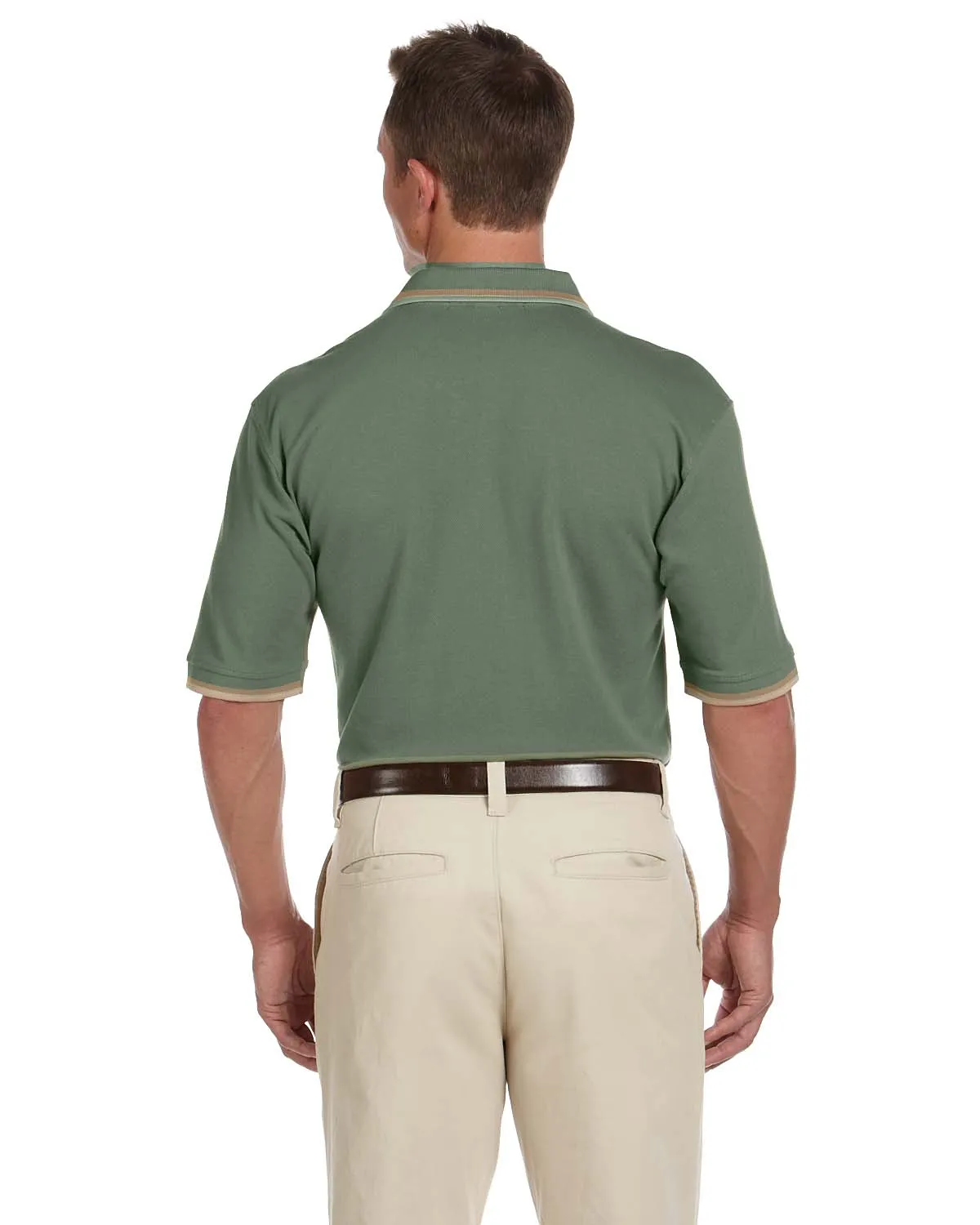 Harriton Pique Knit Polo Shirt with Tipped Collar
