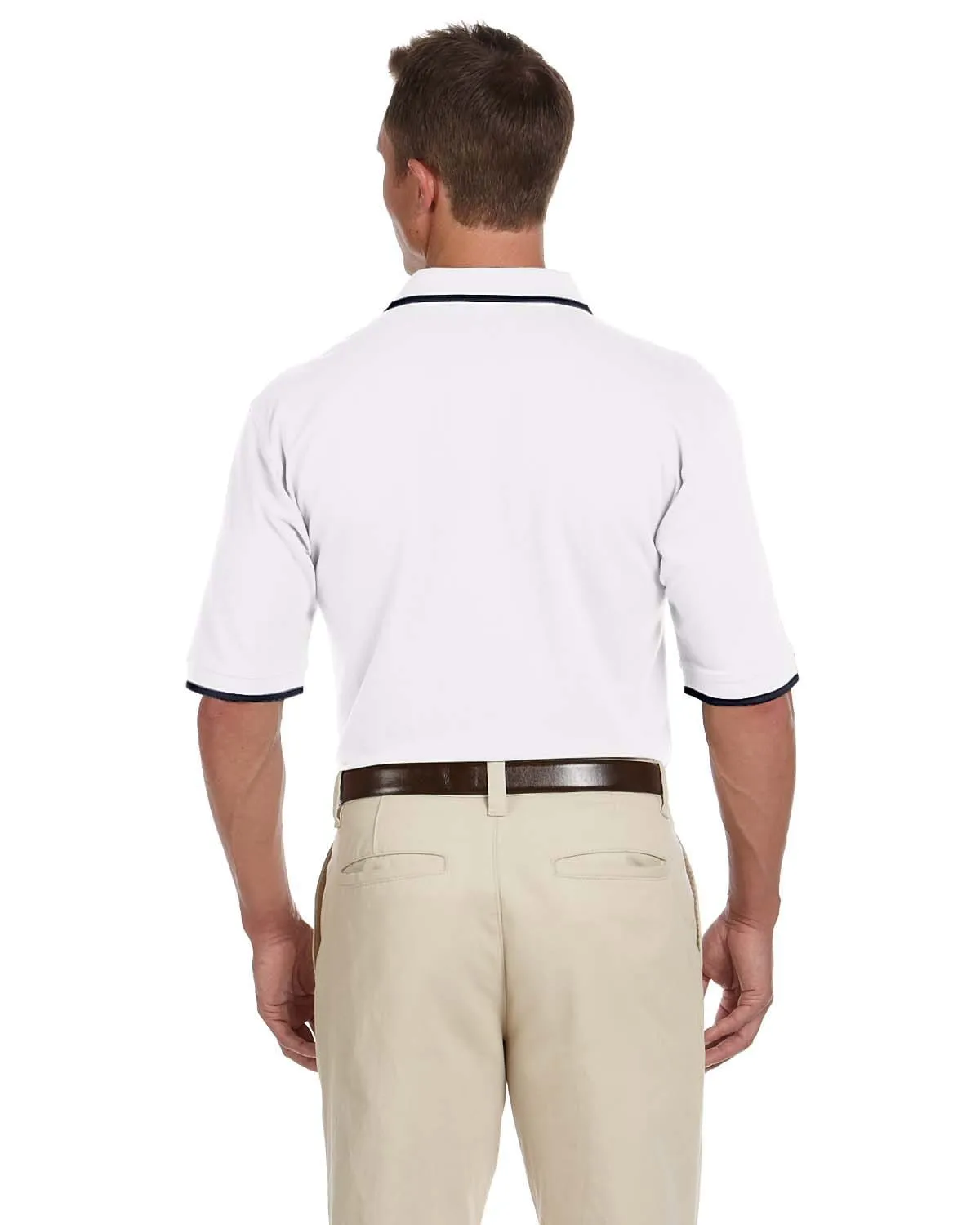 Harriton Pique Knit Polo Shirt with Tipped Collar