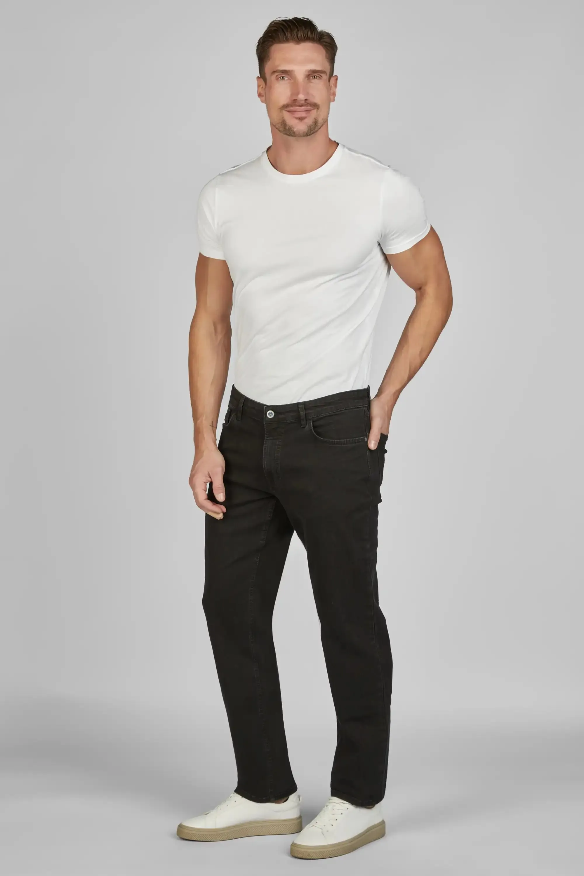 Hattric Men's Jeans Hunter Stretch Fit Straight Leg Black