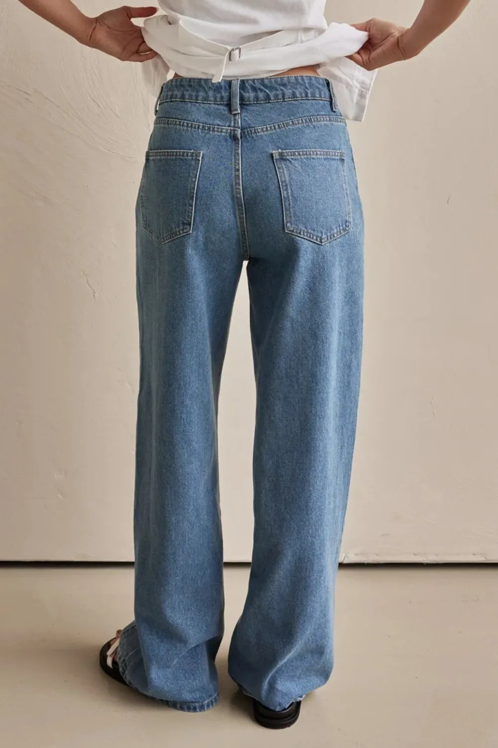Hazel Blues® |  Contrast Straight Leg Jeans with Pockets