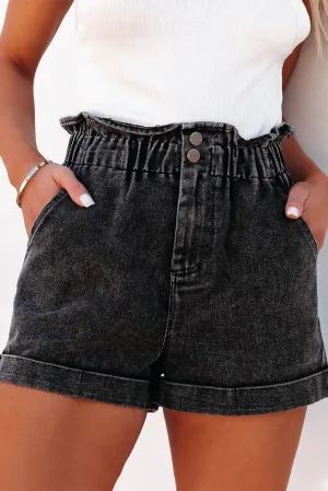 Hazel Blues® |  Paperbag Waist Denim Shorts with Pockets