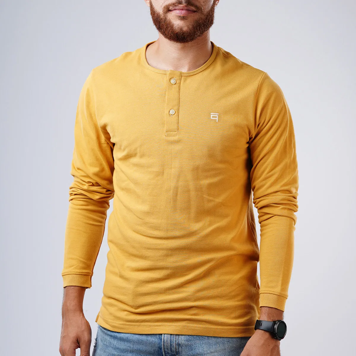 Henley Pique Long Sleeve