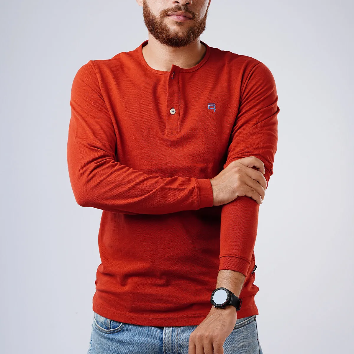 Henley Pique Long Sleeve