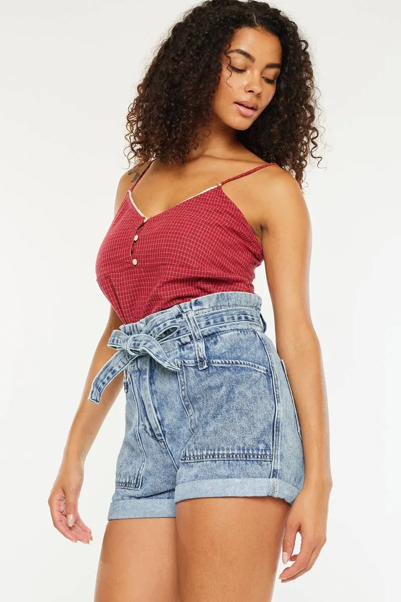 High Rise Paper Bag Shorts