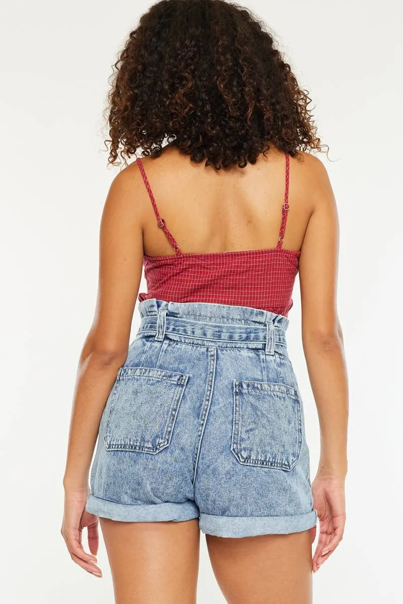 High Rise Paper Bag Shorts