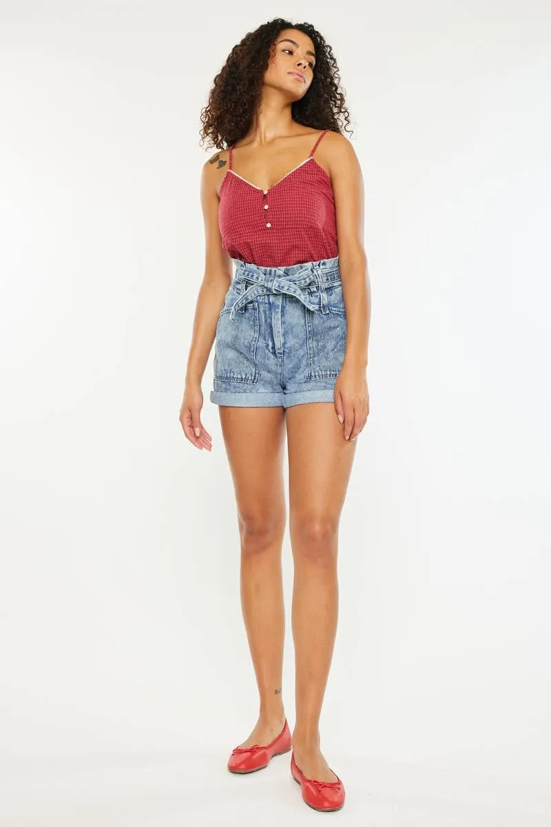 High Rise Paper Bag Shorts