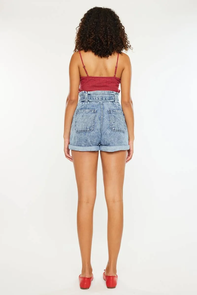 High Rise Paper Bag Shorts