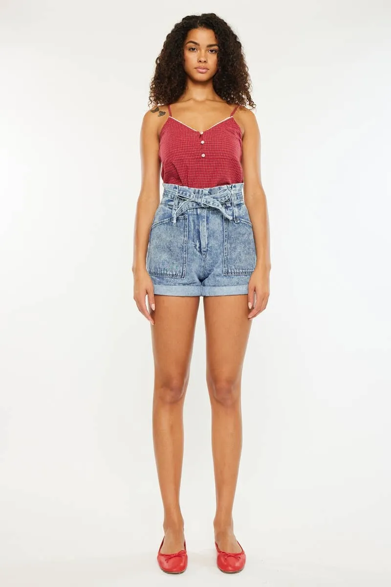 High Rise Paper Bag Shorts