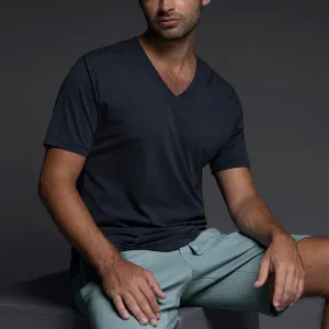 High Twist Summer V-Neck T-Shirt Uniform Navy
