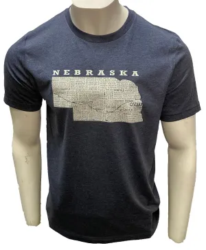 Hometown Nebraska Short Sleeved Tee - Heather Navy
