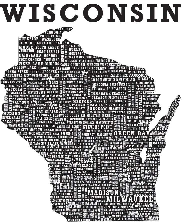Hometown Wisconsin Short Sleeve Tee Shirt-Crew neck/V-neck - Red/Midnight Navy