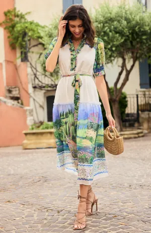 Hope & Ivy Zara Tiered Garden Print Midi Dress