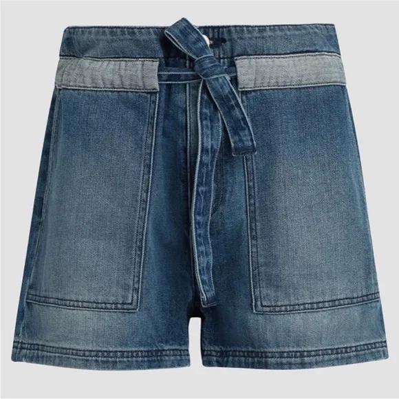 Hudson Belted Paperbag Denim Shorts In Heatwave 31