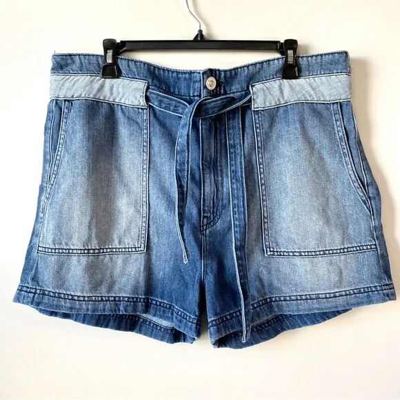 Hudson Belted Paperbag Denim Shorts In Heatwave 31