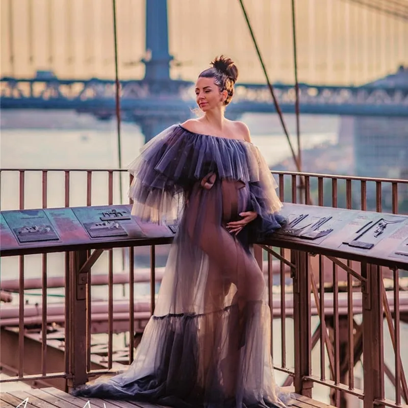 Illusion Tulle Maternity Kimono (Photo Shoot)