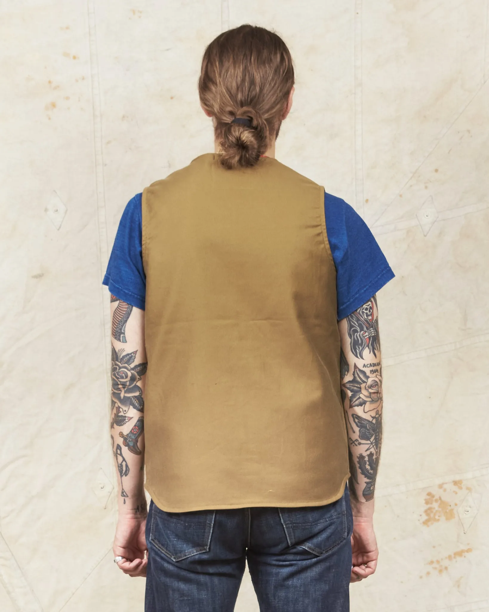 Indigofera Iconic Vest Bedford Cord Dark Beige