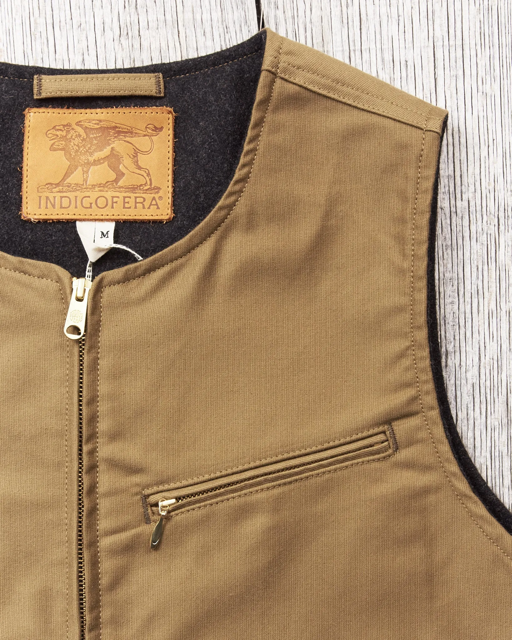 Indigofera Iconic Vest Bedford Cord Dark Beige