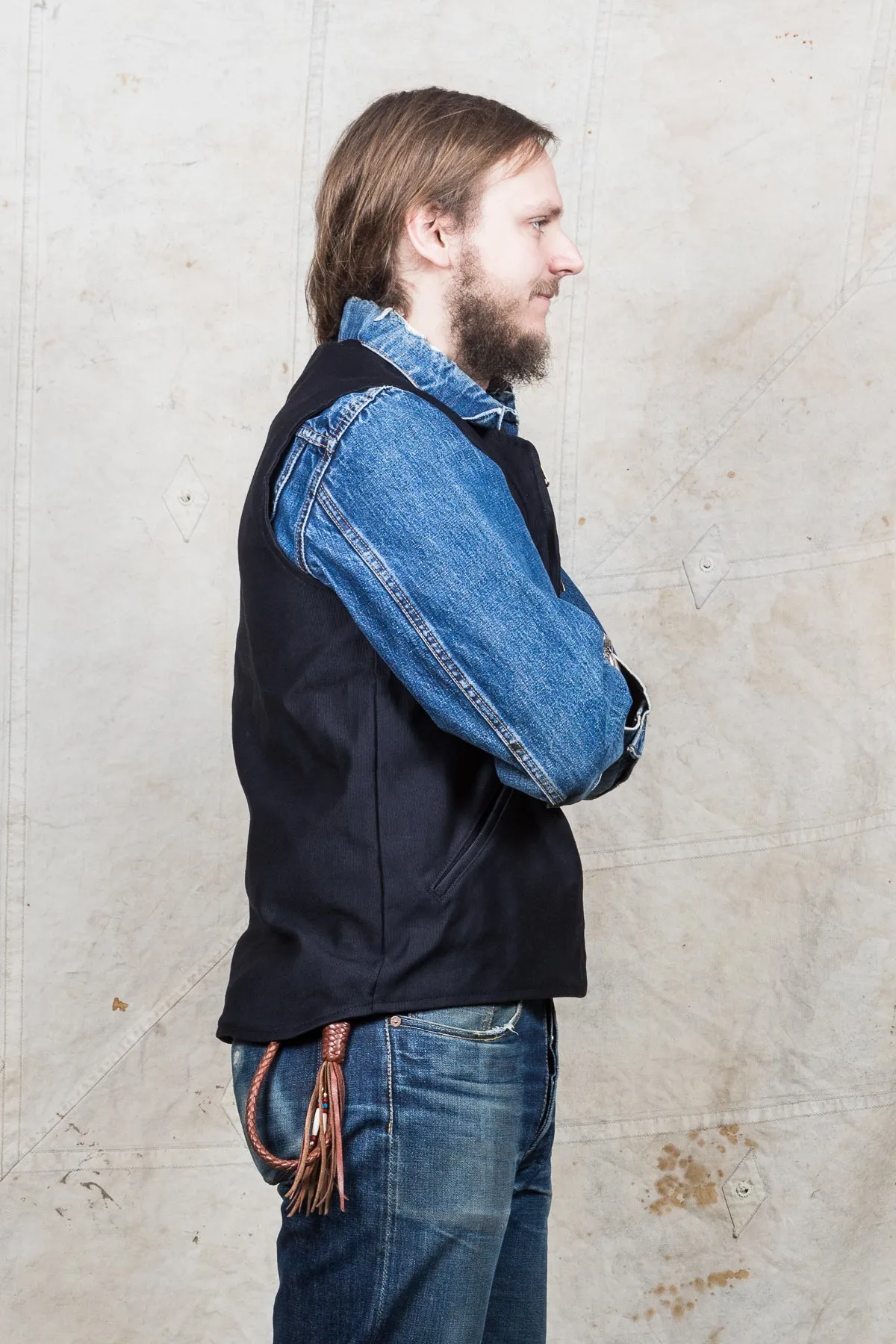 Indigofera Iconic Vest Black Grosgrain