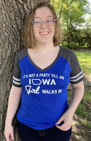 Iowa Party Girl Short Sleeved V-Neck Tee