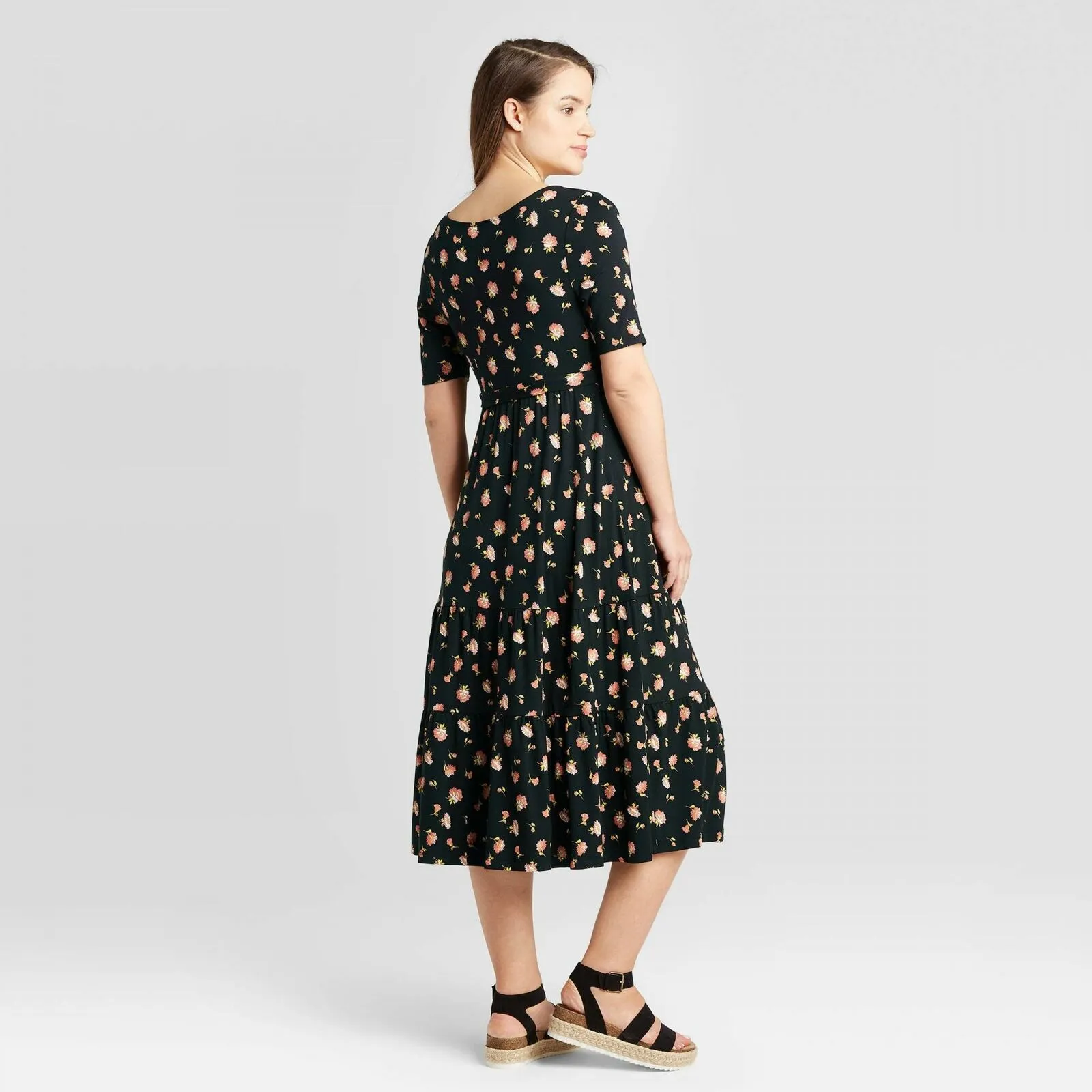 Isabel Maternity by Ingrid & Isabel Elbow Sleeve Tiered Knit Midi Dress