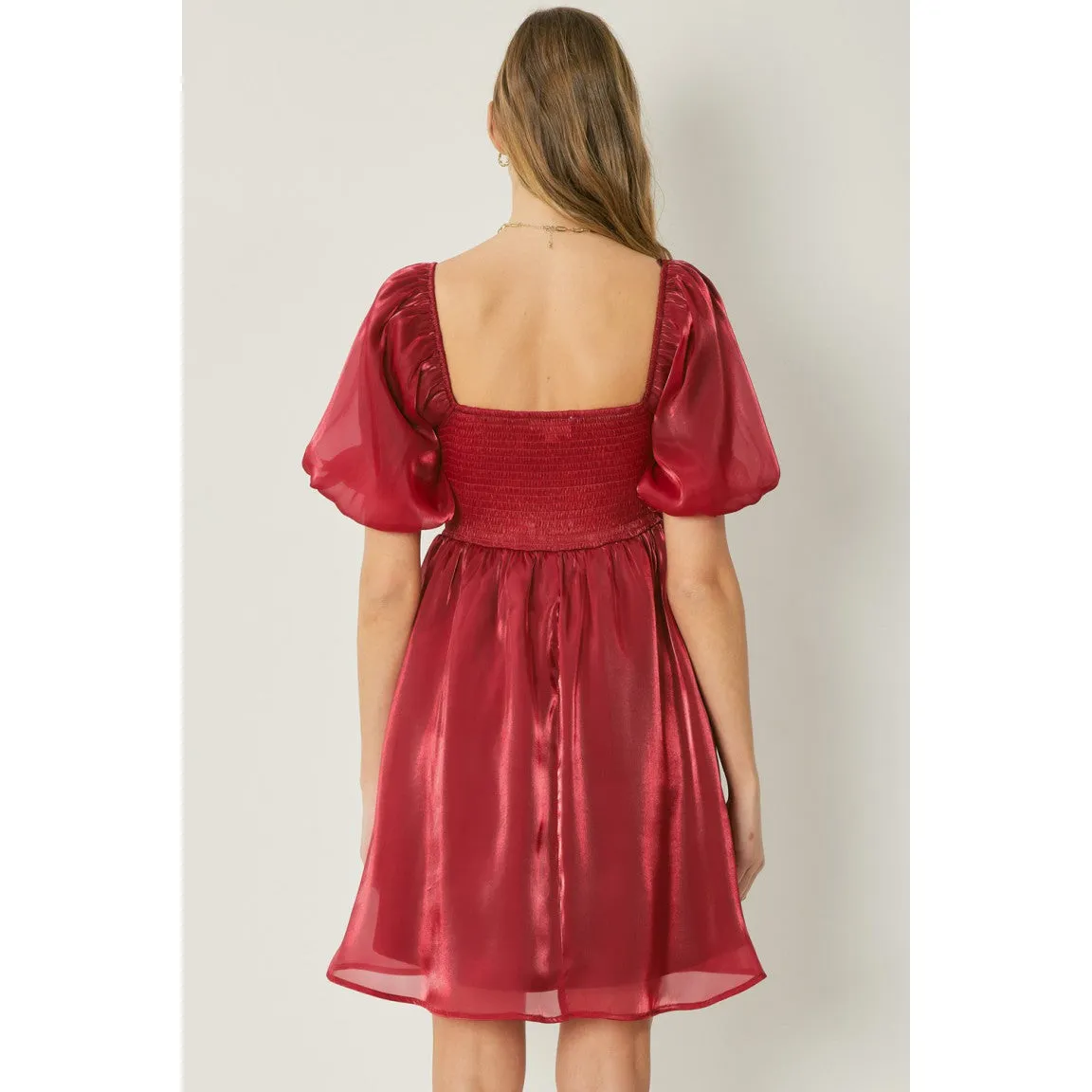 It Shimmers and Shines Dress in Ruby