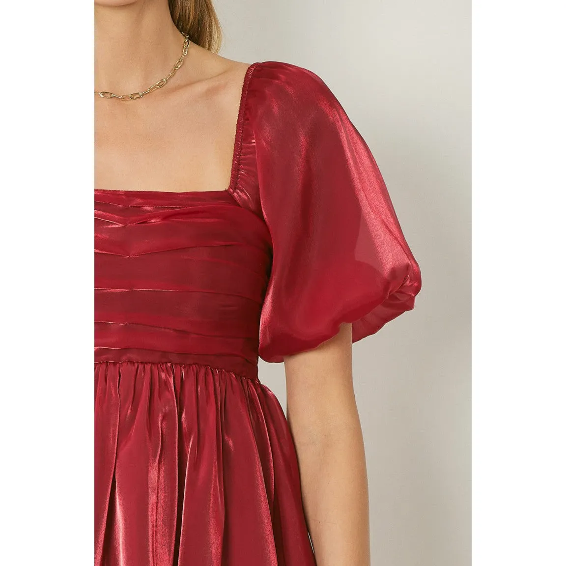 It Shimmers and Shines Dress in Ruby