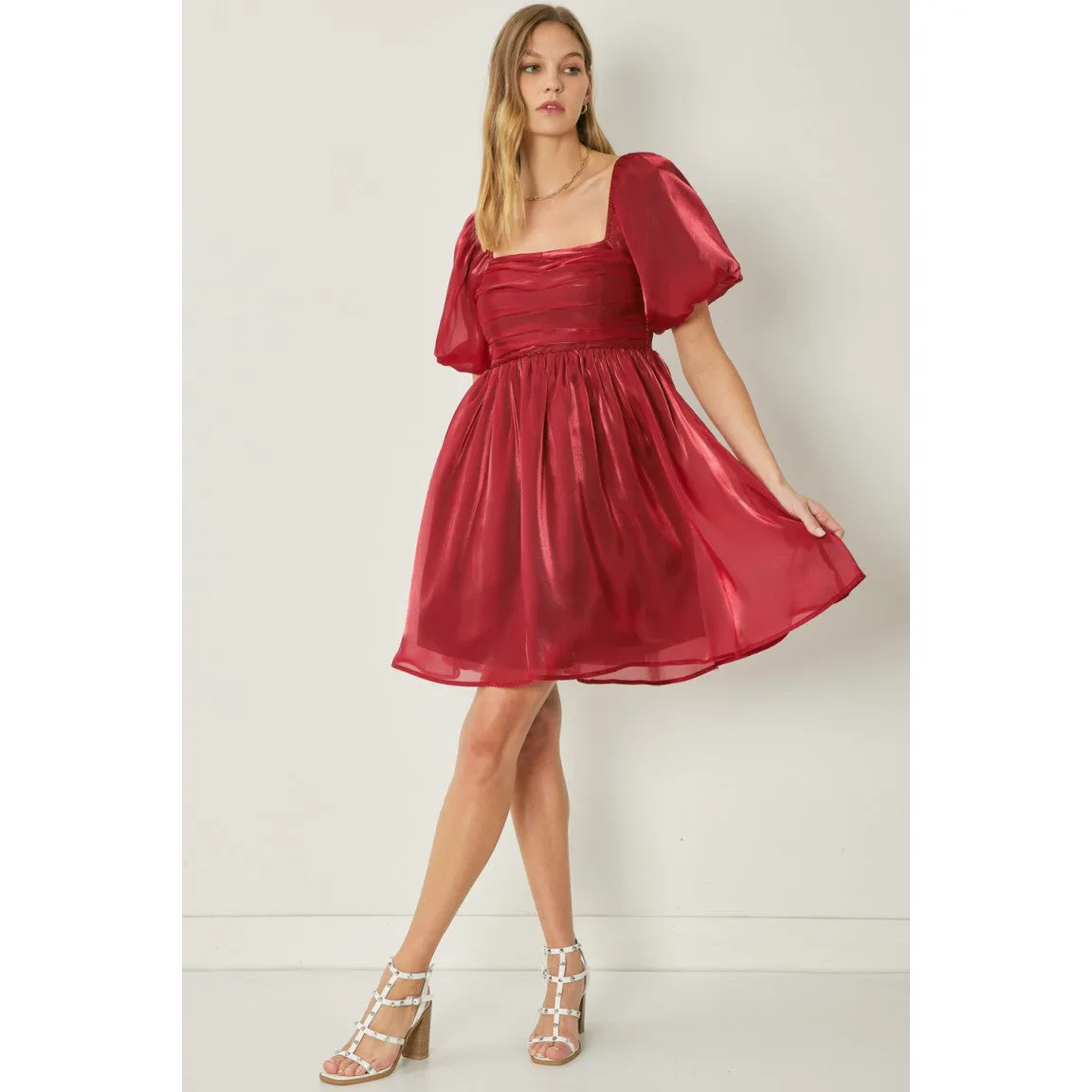 It Shimmers and Shines Dress in Ruby