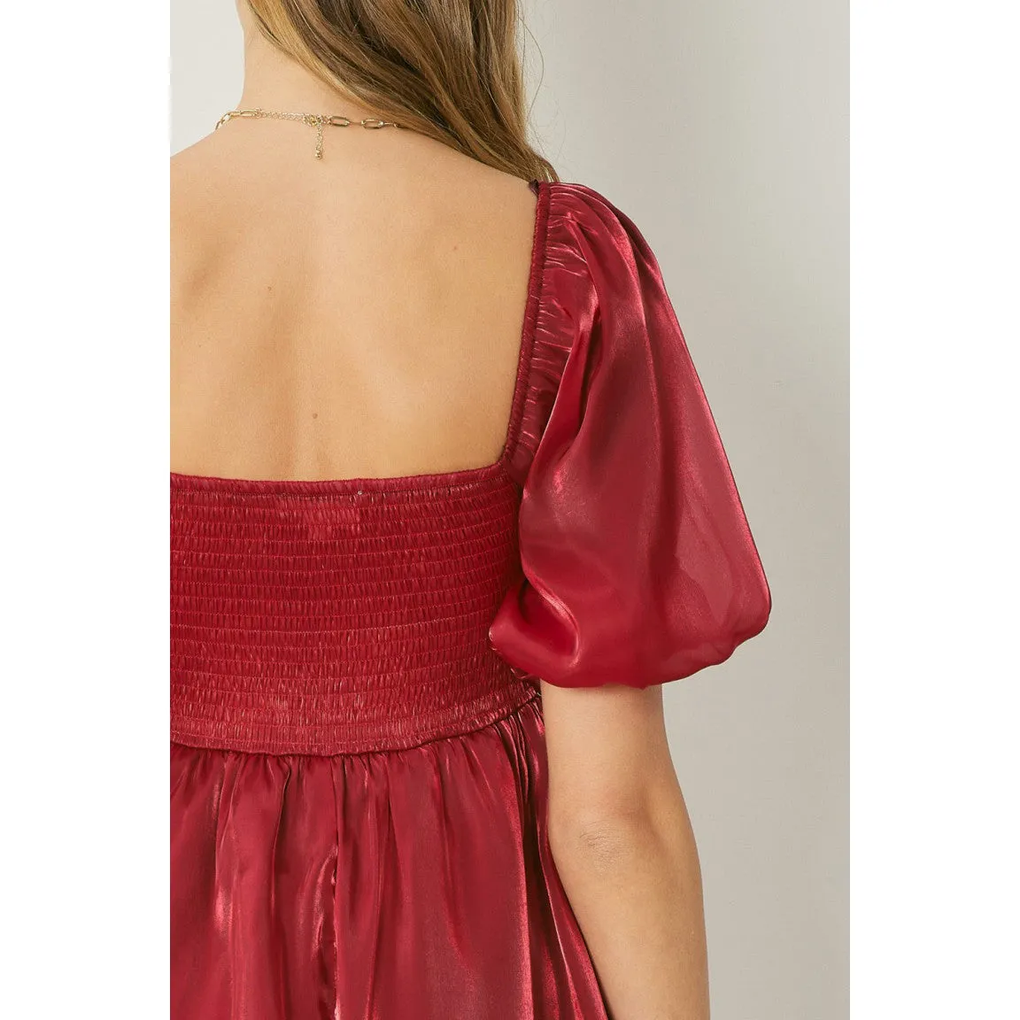 It Shimmers and Shines Dress in Ruby
